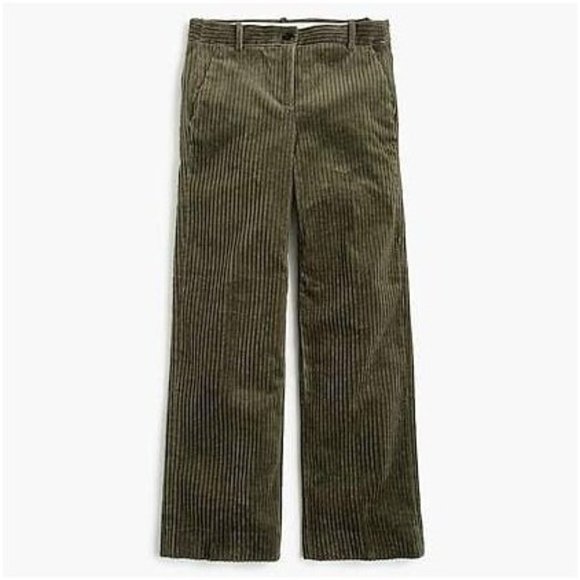J. Crew Pants - J.Crew Olive Green Wide Leg Corduroy Cropped Pants 6